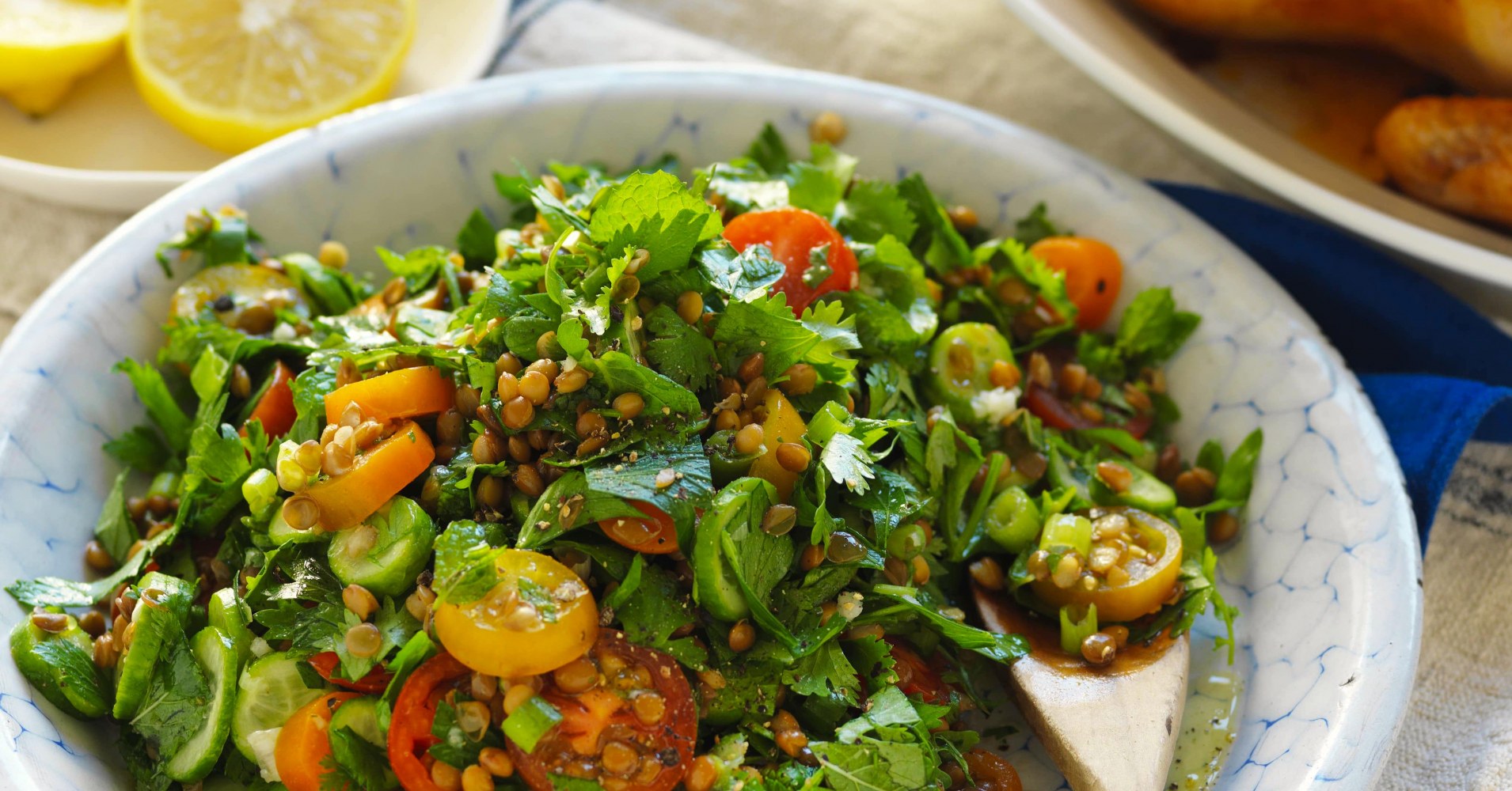 Lentil and Mixed Herb Tabbouleh Recipe | myfoodbook | Quick Lentil Herb Tabbouleh salad